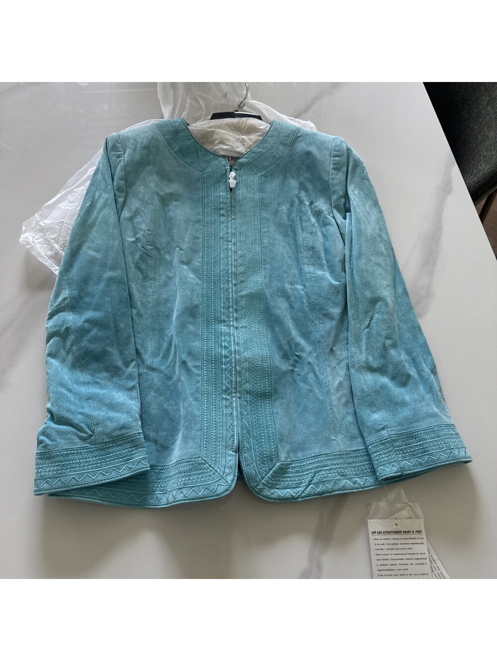 New With Tags - Ladies Leather Suede Blue Guillaume Bomber Jacket - Medium